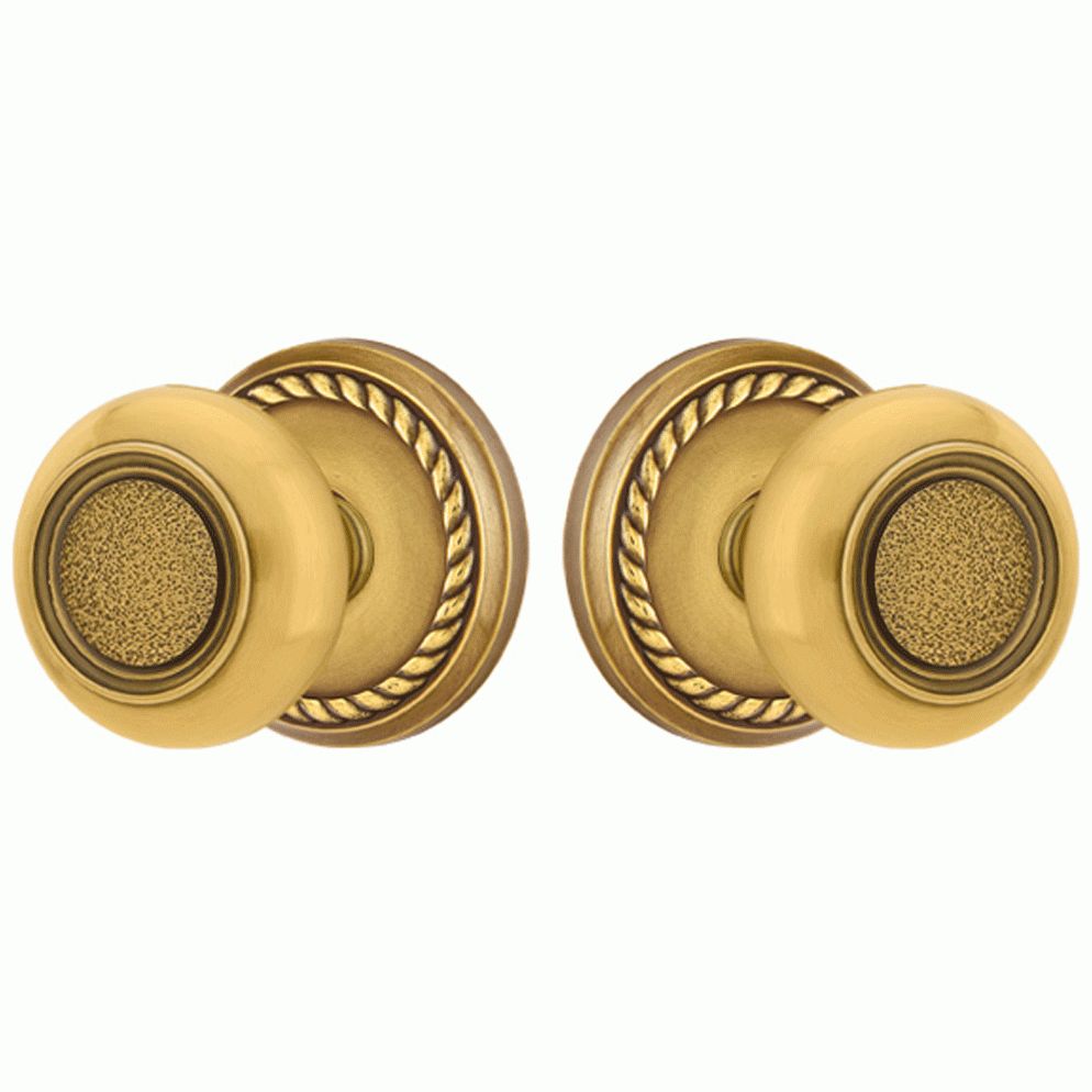 EMTEK Solid Brass Belmont Door Knob Set With Rope Rosette