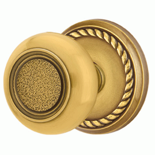 EMTEK Solid Brass Belmont Door Knob Set With Rope Rosette