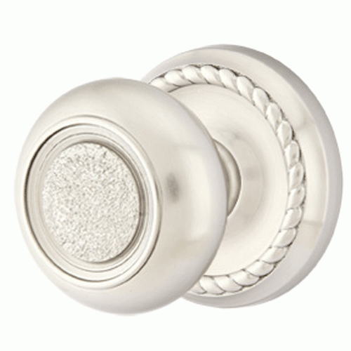 EMTEK Solid Brass Belmont Door Knob Set With Rope Rosette