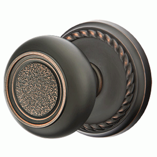 EMTEK Solid Brass Belmont Door Knob Set With Rope Rosette