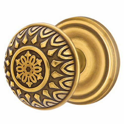 EMTEK Solid Brass Lancaster Door Knob Set With Regular Rosette