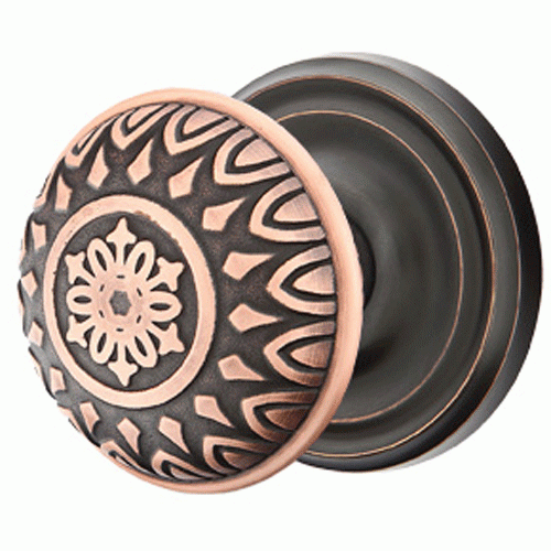 EMTEK Solid Brass Lancaster Door Knob Set With Regular Rosette