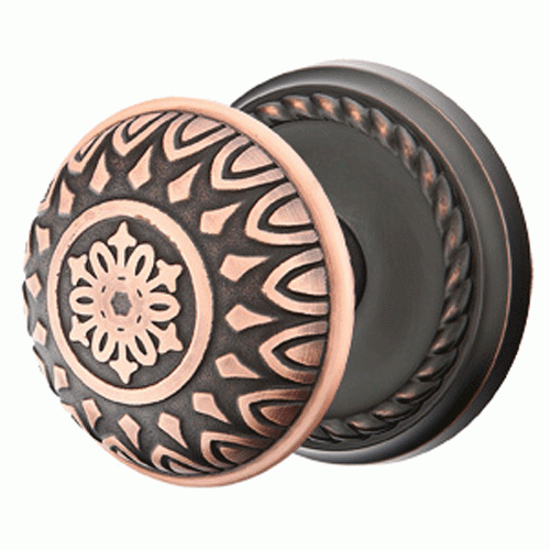 EMTEK Solid Brass Lancaster Door Knob Set With Rope Rosette