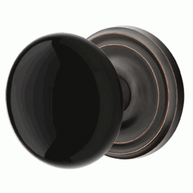 EMTEK Black Porcelain Ebony Door Knob Set With Regular Rosette