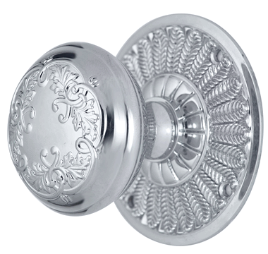 ##Antique Hardware## Feather Rosette Door Set with Floral Leaf Door Knobs (Several Finishes Available)