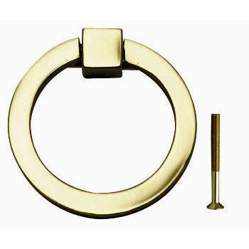 COPPER MOUNTAIN HARDWARE 2 Inch Mission Style Solid Brass Drawer Ring Pull Hand Wrought (Polished Brass)