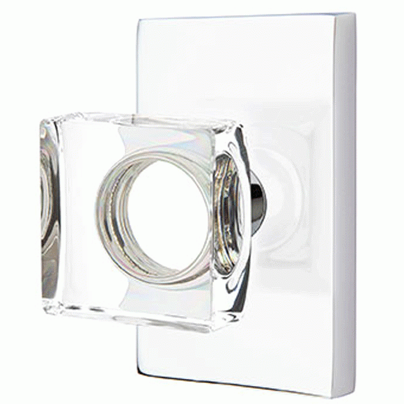 EMTEK Emtek Modern Square Crystal Door Knob Set Modern Rectangular Rosette