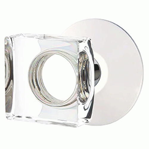 EMTEK Modern Square Crystal Door Knob Set With Modern Rosette