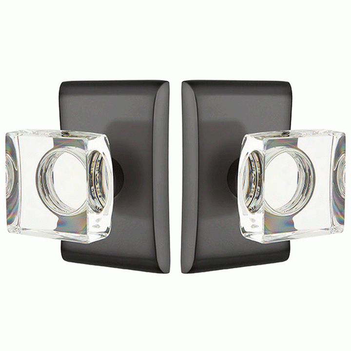 EMTEK Emtek Modern Square Crystal Door Knob Set With Neos Rosette