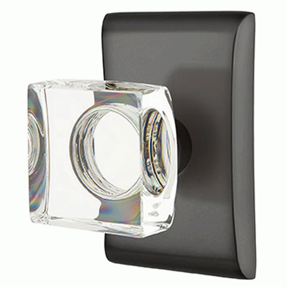 EMTEK Emtek Modern Square Crystal Door Knob Set With Neos Rosette