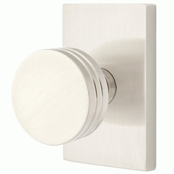 EMTEK Emtek Solid Brass Bern Door Knob Set With Modern Rectangular Rosette