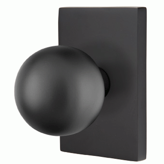 EMTEK Emtek Solid Brass Orb Door Knob Set With Modern Rectangular Rosette