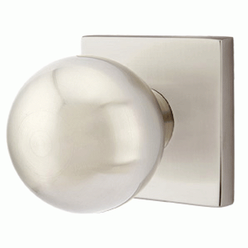 EMTEK Solid Brass Orb Door Knob Set With Square Rosette (Several Finishes)