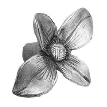 ACORN MANUFACTURING 2 Inch Solid Pewter Knob: Dogwood Flower (Satin Pewter Finish)