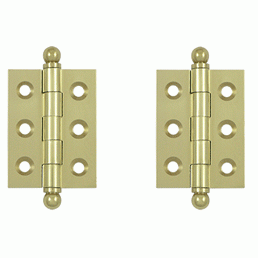 DELTANA 2 Inch x 1 1/2 Inch Solid Brass Cabinet Hinges (Unlacquered Brass Finish)