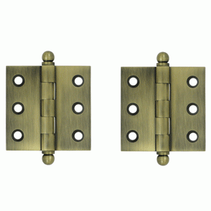 DELTANA 2 Inch x 2 Inch Solid Brass Cabinet Hinges (Antique Brass Finish)