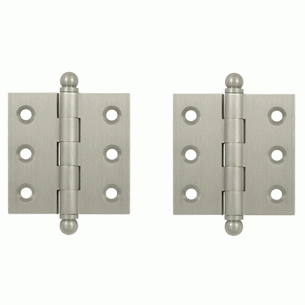 2 Inch x 2 Inch Solid Brass Cabinet Hinges (Brushed Nickel Finish) DELTANA