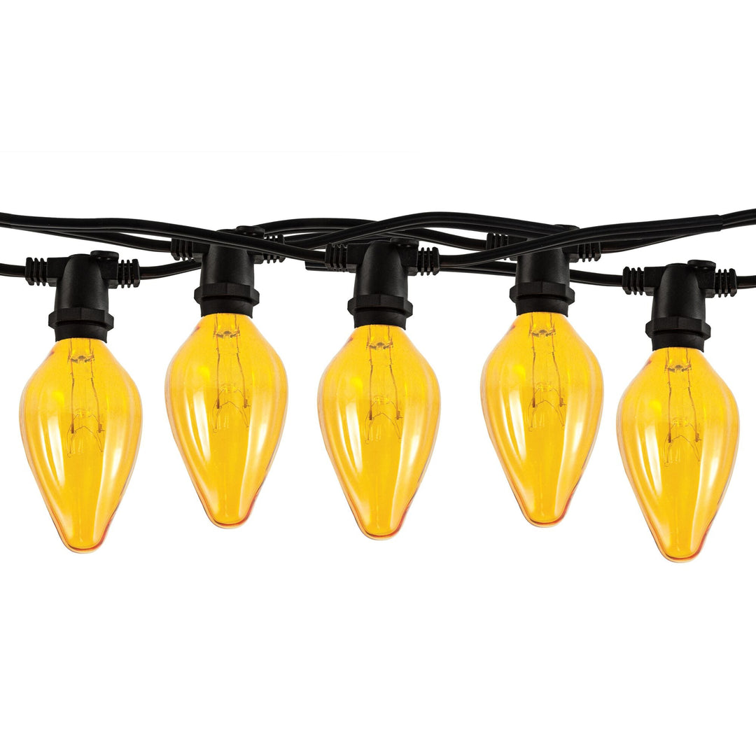 Bulbrite 14' STRING LIGHT 10 SOCKETS KIT BLACK W/15W FIESTA AMBER E12 LAMPS