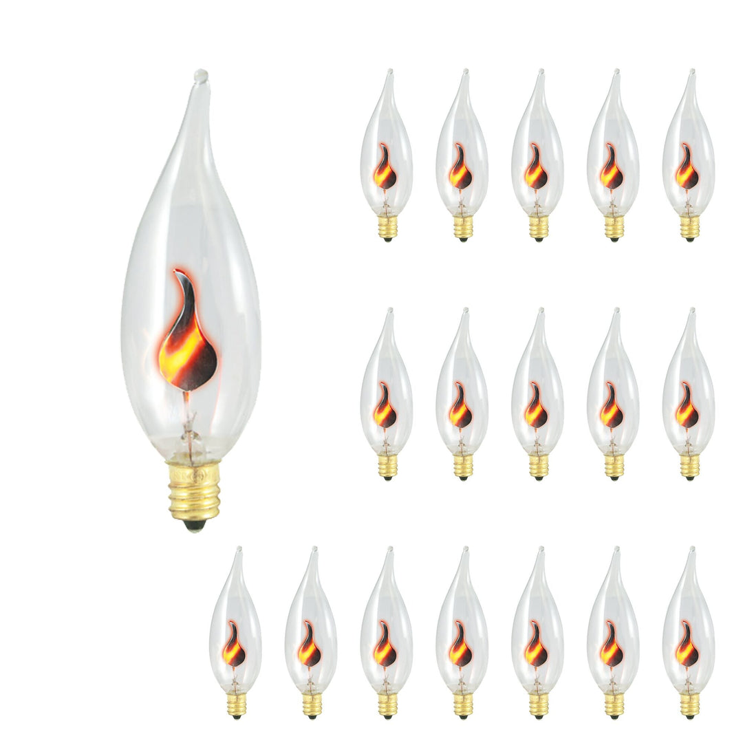 Bulbrite 3W CA10 FLICKER FLAME 32MM CLEAR E12 130V-18PK