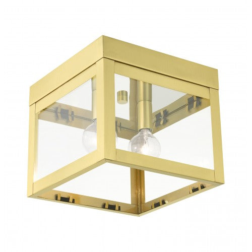 2 Light Satin Brass Flush Mount Livex