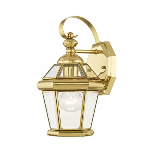 1 Light Polished Brass Outdoor Wall Lantern Livex