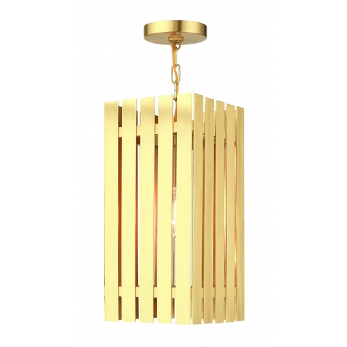 1 Light Satin Brass Outdoor Pendant Lantern Livex