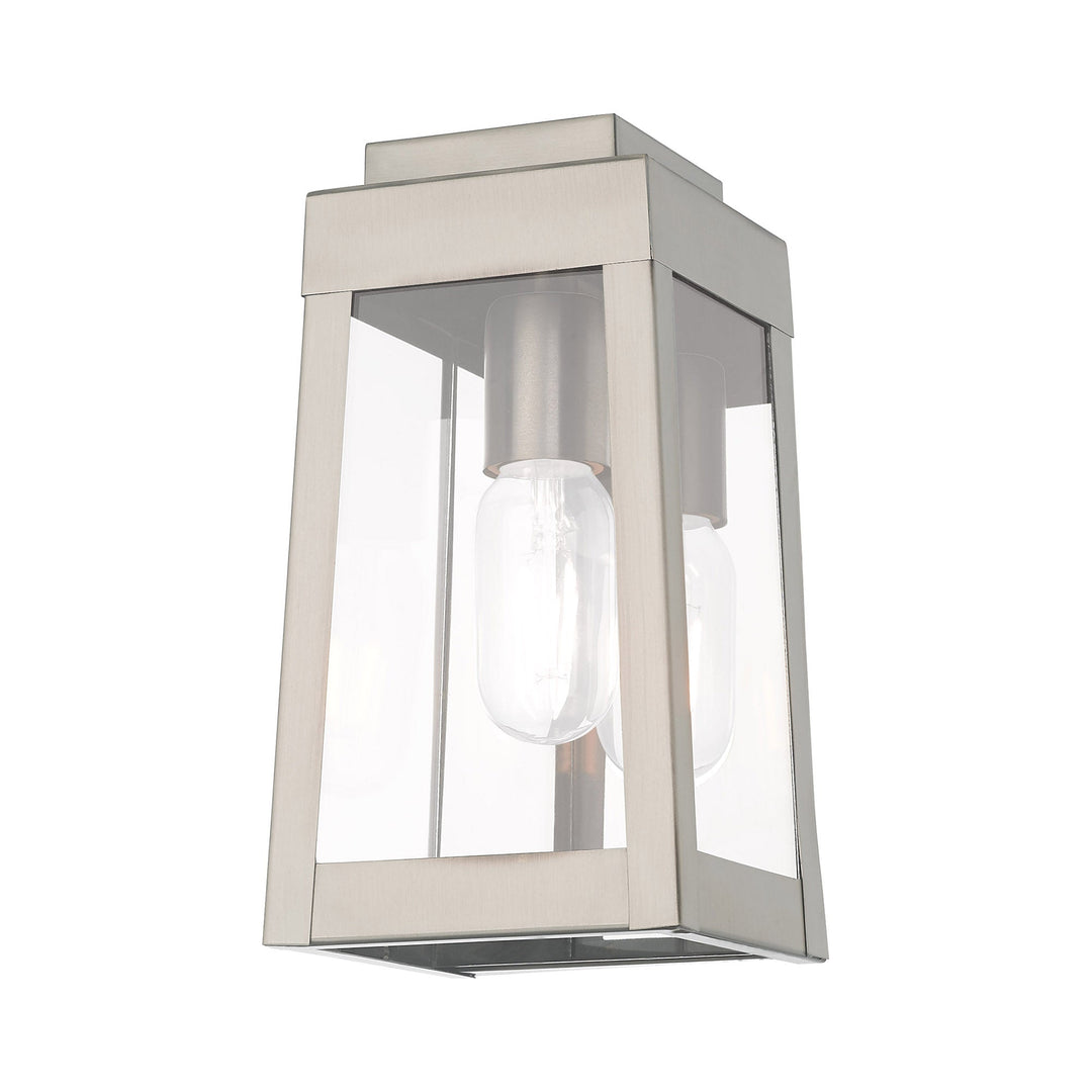 1 Light Brushed Nickel Outdoor Wall Lantern Livex