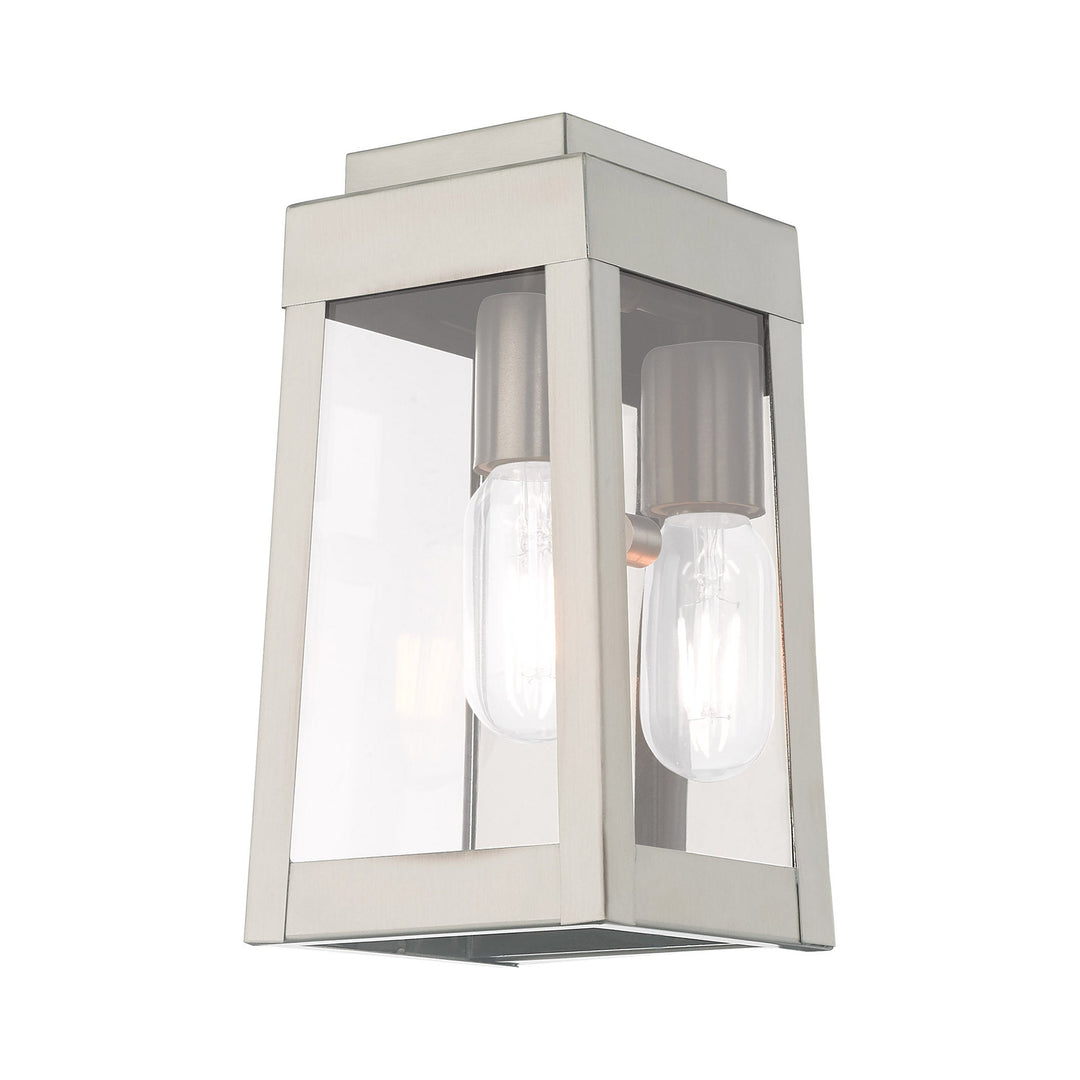 1 Light Brushed Nickel Outdoor Wall Lantern Livex