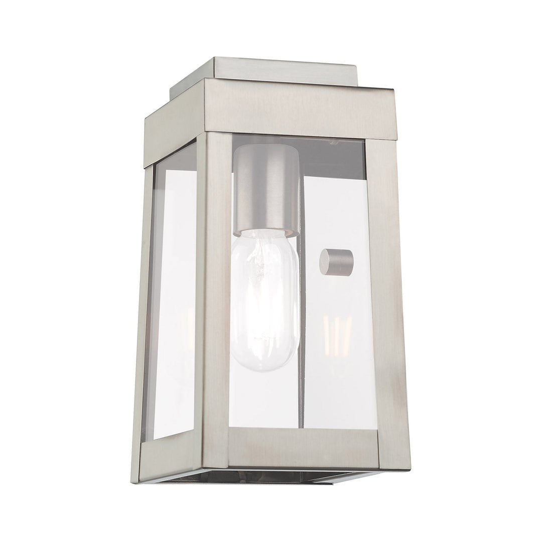 1 Light Brushed Nickel Outdoor Wall Lantern Livex