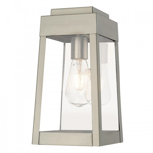 1 Light Brushed Nickel Outdoor Wall Lantern Livex