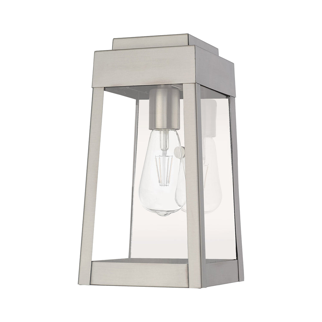 1 Light Brushed Nickel Outdoor Wall Lantern Livex