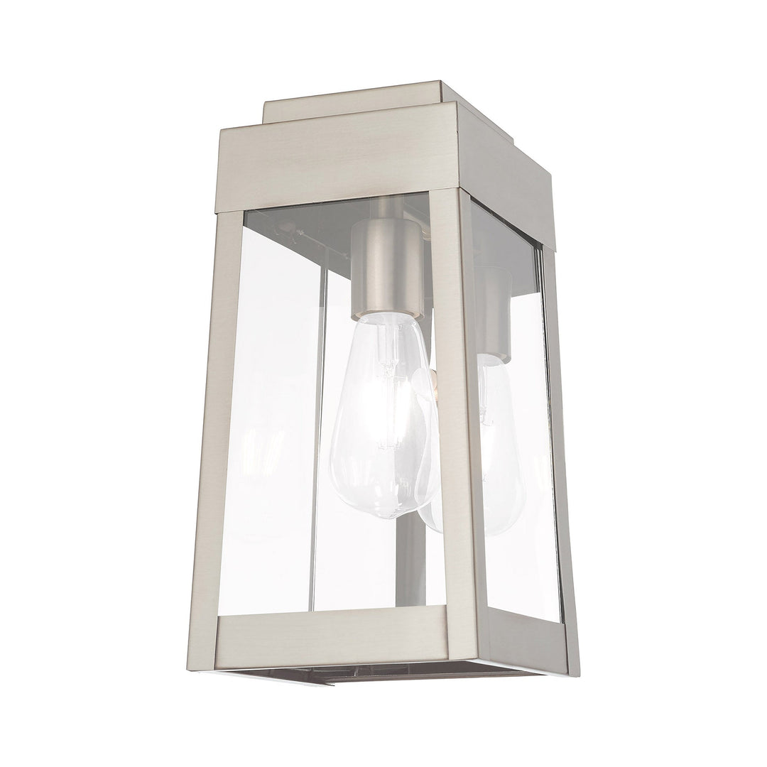 1 Light Brushed Nickel Outdoor Wall Lantern Livex