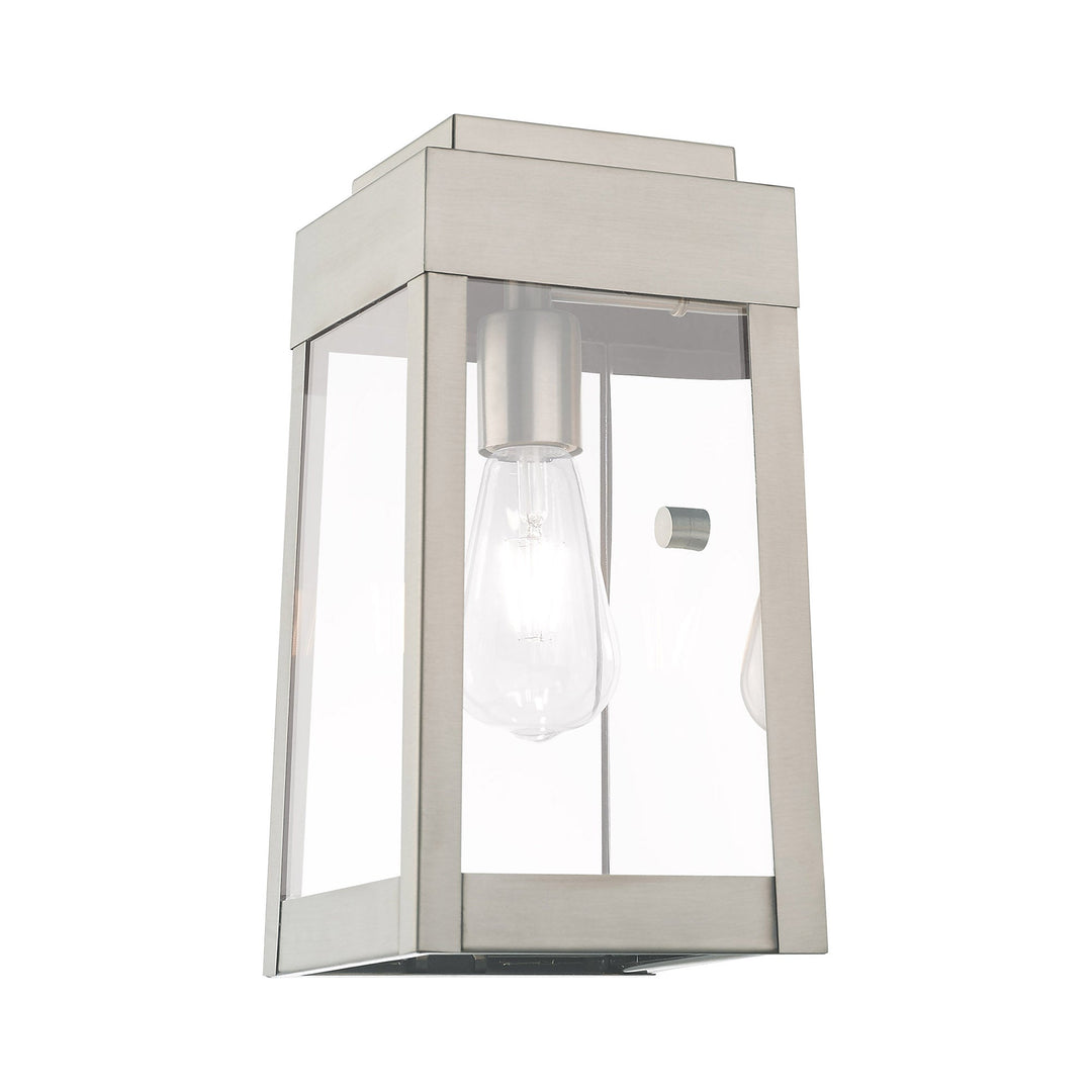 1 Light Brushed Nickel Outdoor Wall Lantern Livex