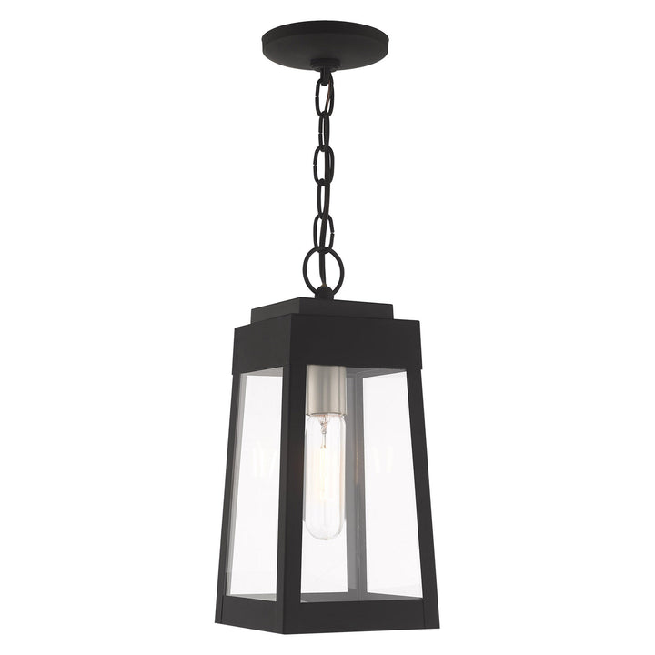 1 Light Black Outdoor Pendant Lantern Livex