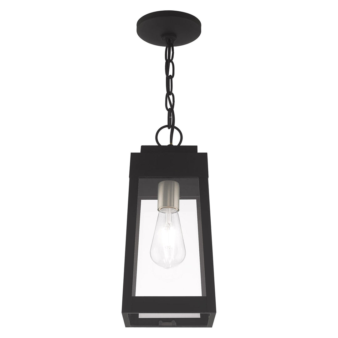 1 Light Black Outdoor Pendant Lantern Livex