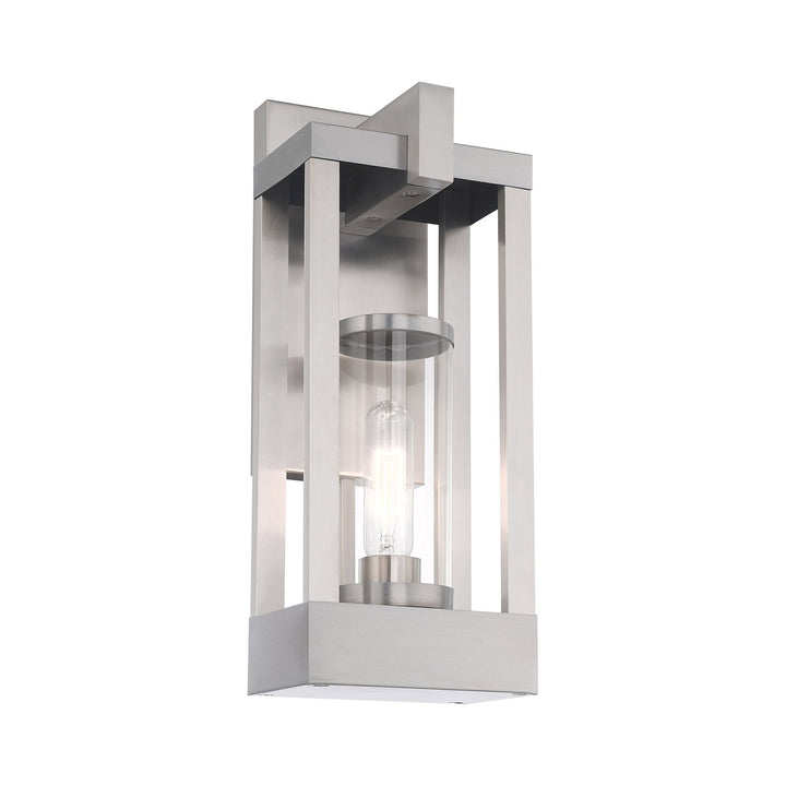 1 Light Brushed Nickel Outdoor Wall Lantern Livex