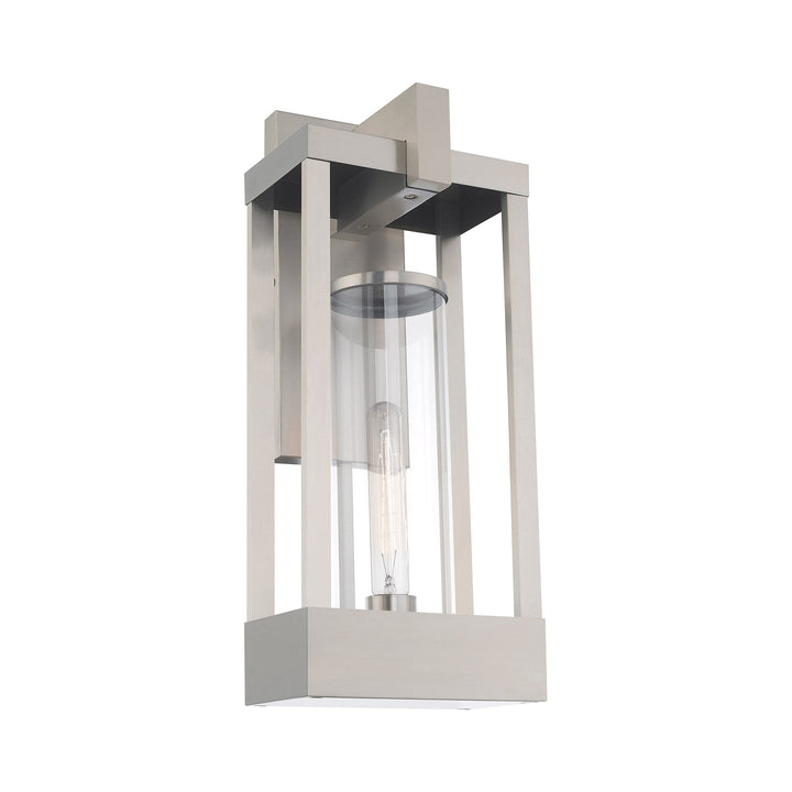 1 Light Brushed Nickel Outdoor Wall Lantern Livex