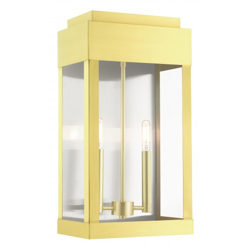 2 Light Satin Bras Outdoor Wall Lantern Livex