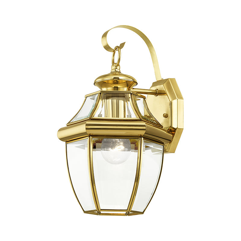 1 Light Polished Brass Outdoor Wall Lantern Livex