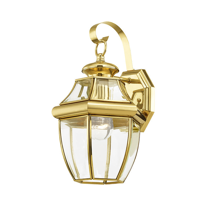 1 Light Polished Brass Outdoor Wall Lantern Livex