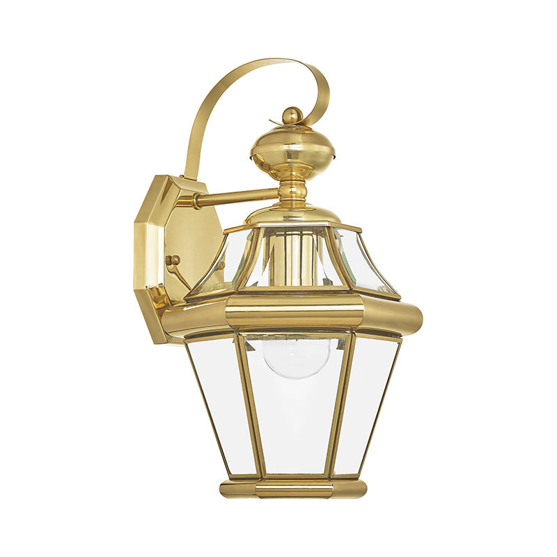 1 Light Polished Brass Outdoor Wall Lantern Livex