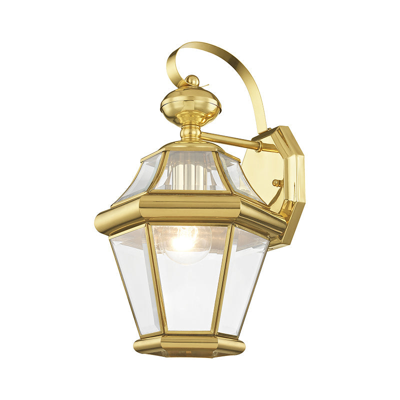 1 Light Polished Brass Outdoor Wall Lantern Livex