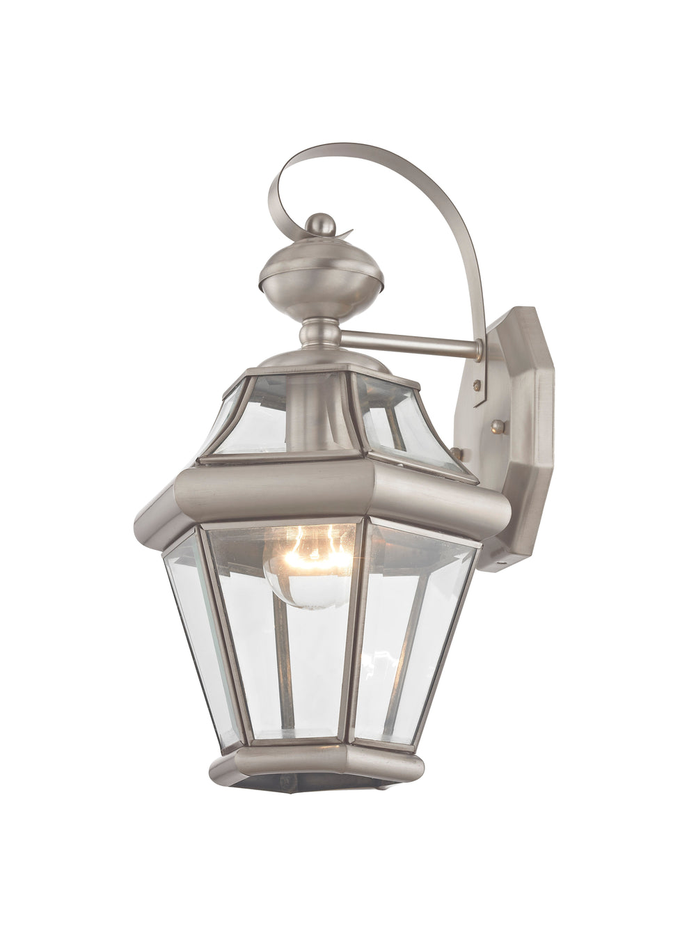 1 Light Brushed Nickel Outdoor Wall Lantern Livex