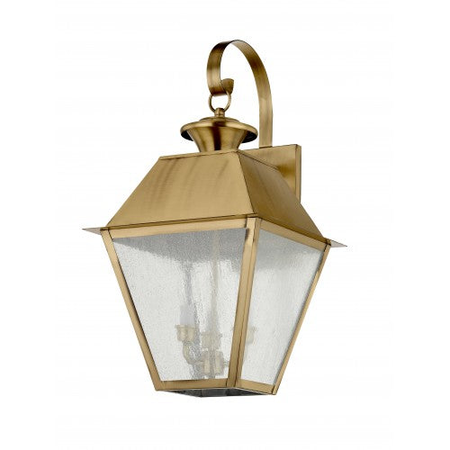 3 Light Antique Brass Outdoor Wall Lantern Livex