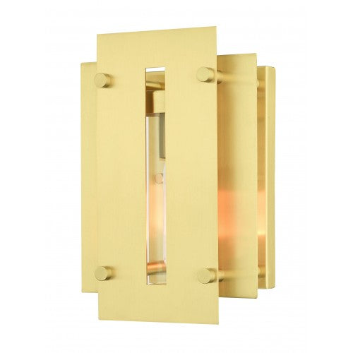 1 Light Satin Brass Outdoor Wall Lantern Livex