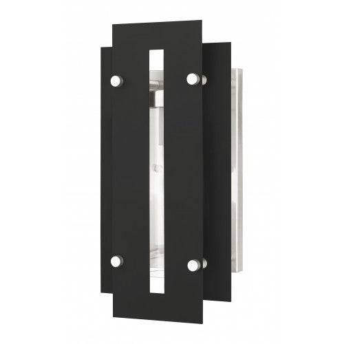 1 Light Black & Brushed Nickel Outdoor Wall Lantern Livex