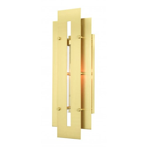 1 Light Satin Brass Outdoor Wall Lantern Livex