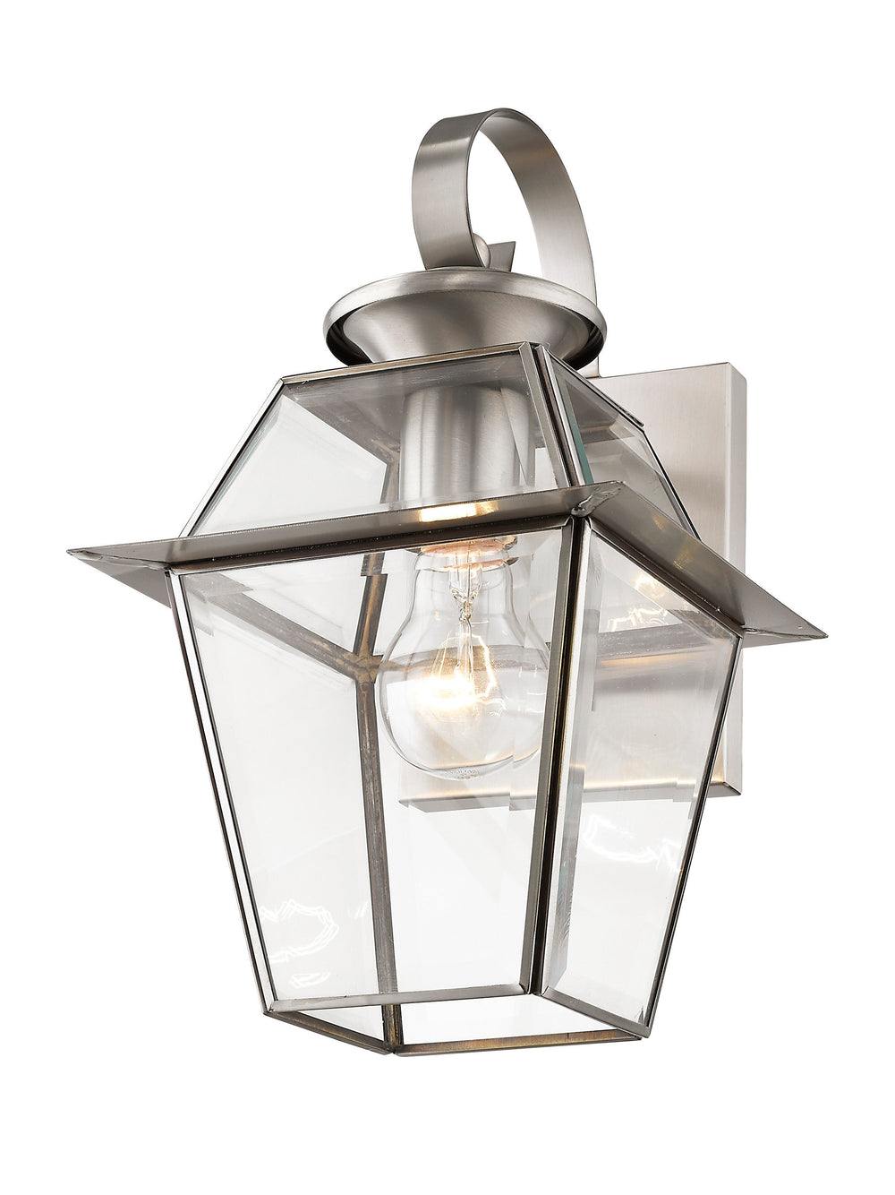 1 Light Brushed Nickel Outdoor Wall Lantern Livex