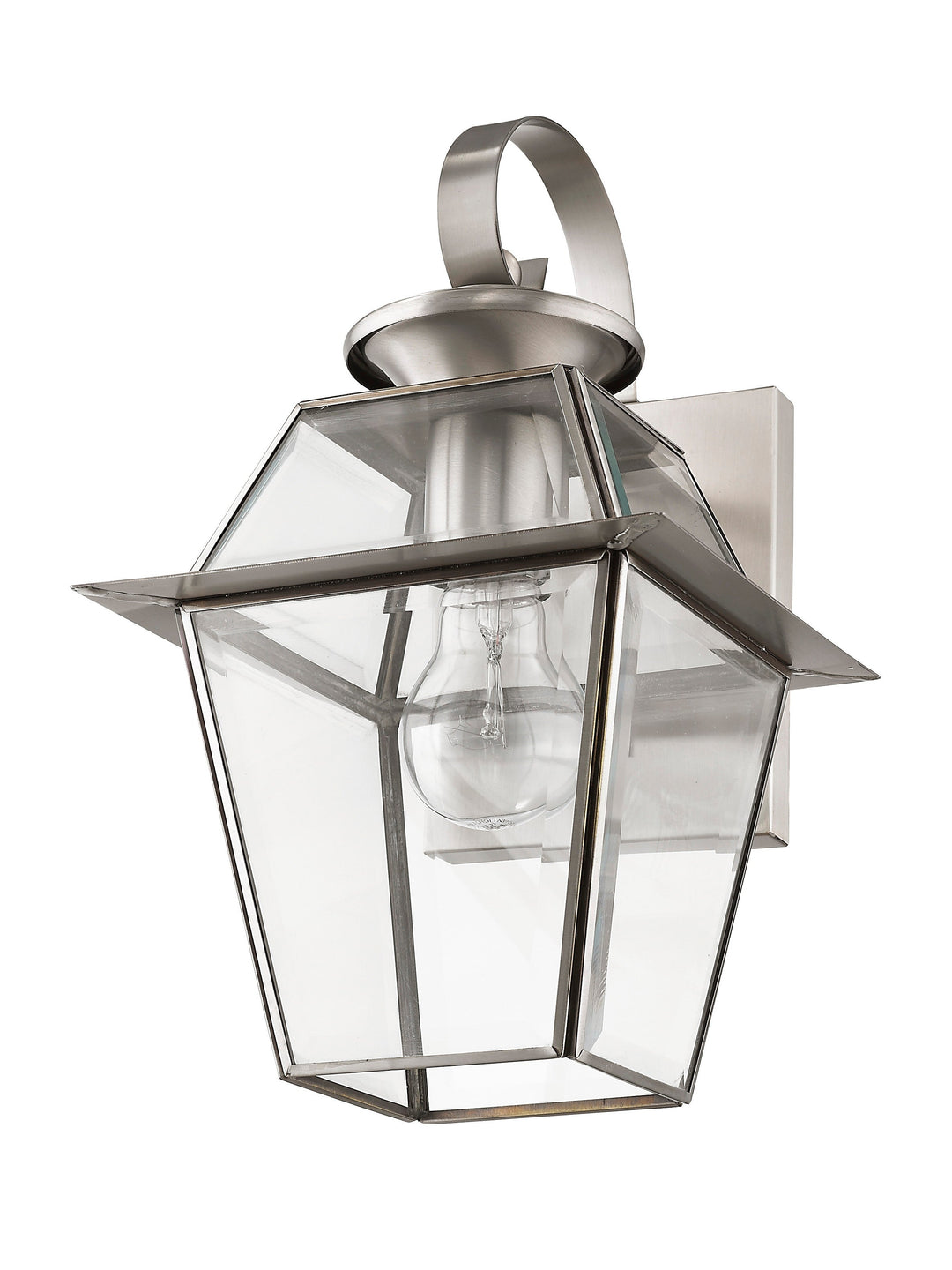 1 Light Brushed Nickel Outdoor Wall Lantern Livex