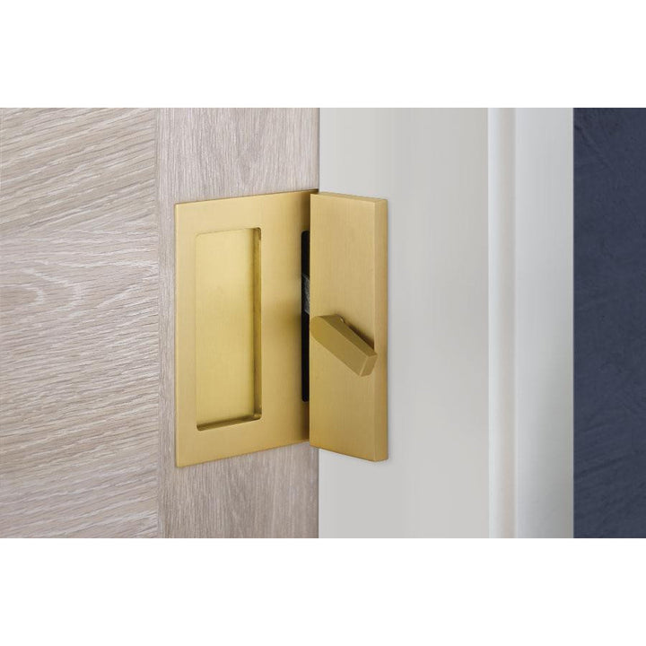 EMTEK Modern Rectangular Privacy Barn Door Lock and Flush Pull with Integrated Strike (Several Finishes Available)